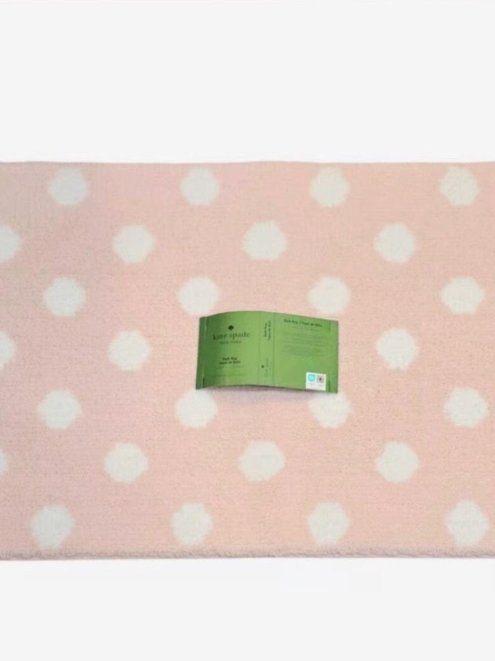 Kate Spade Large 21X34 Pink White Polka Dot Soft Plush Bath Rug & 4 Washcloths